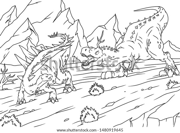 Coloring book children dinosaur handpainted cartoon stock vector royalty free