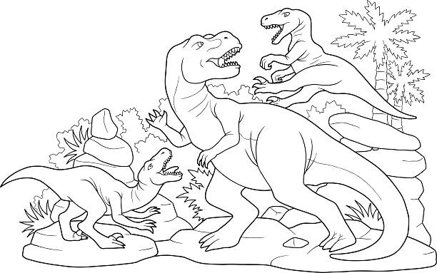 T rex coloring pages stock illustrations royalty