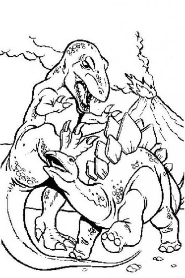 T rex fighting stegosaurus coloring page color luna dinosaur coloring pages coloring pages emoji coloring pages