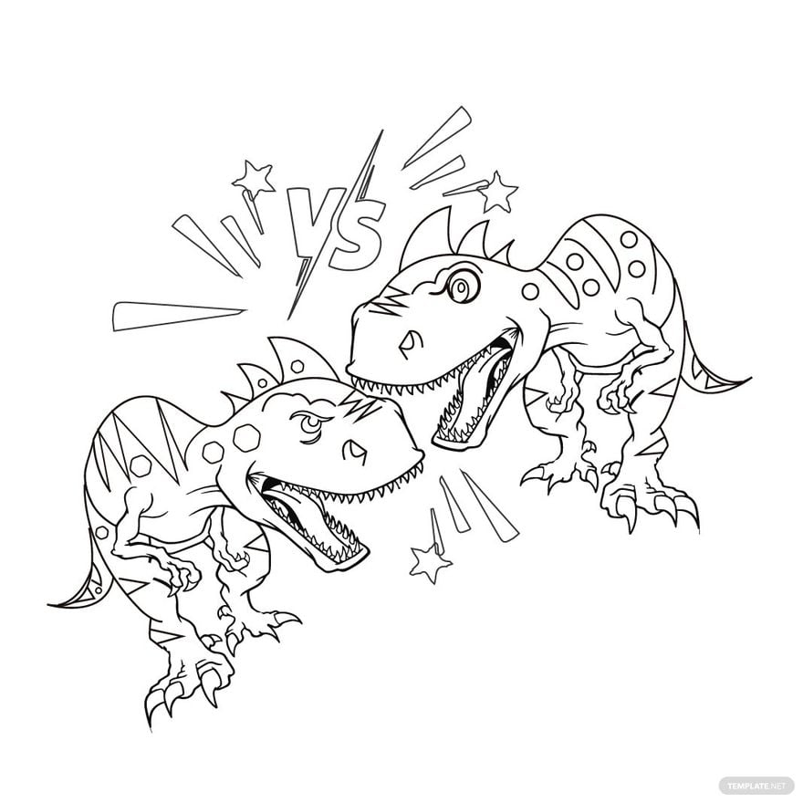 Free dinosaur fighting coloring page