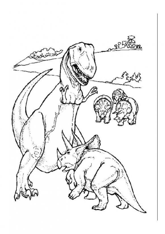 Tyrannosaurus fighting with triceratops coloring pages