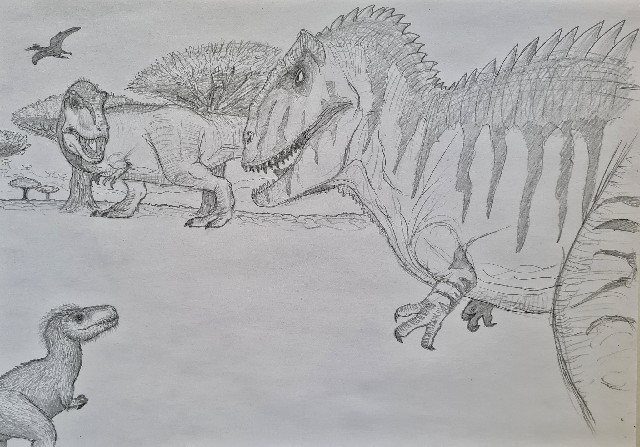 Kristorex on x quick sketch of the giga vs trex fight from jurassicworlddominion httpstcotvdkfop x