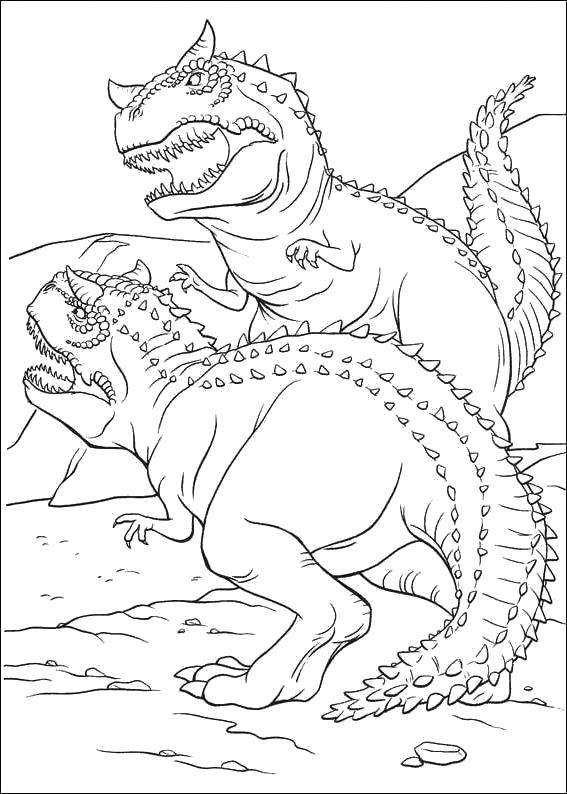 Online coloring pages coloring page fight dinosaurs dinosaur download print coloring page