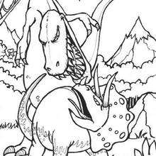 Dinosaurs fights coloring pages