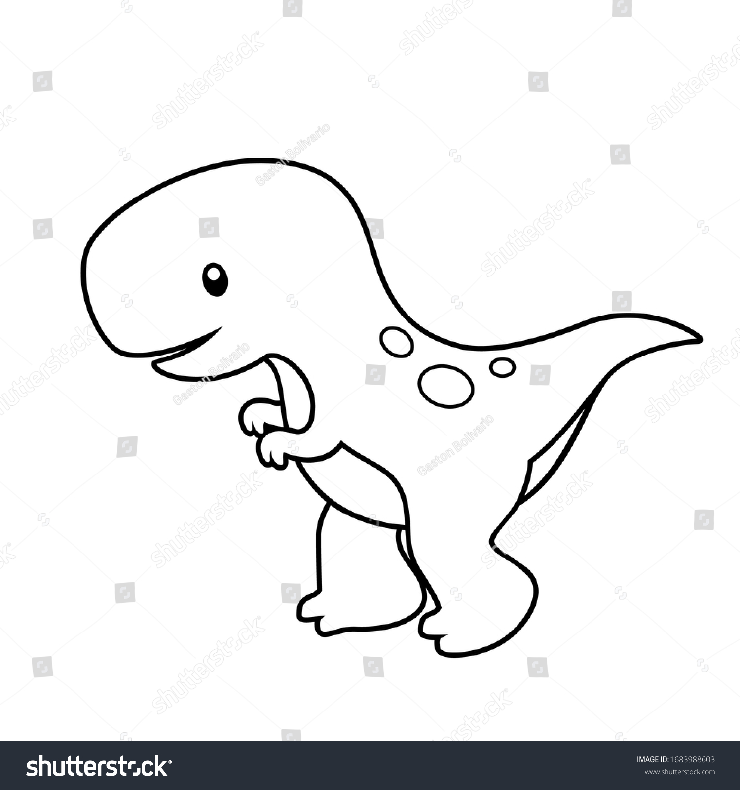 Cute trex dinosaur coloring page outline stock vector royalty free