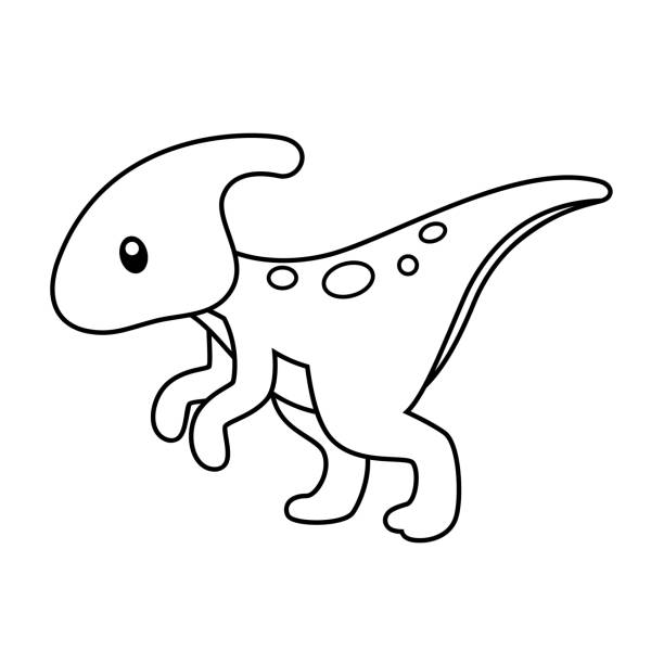 Cute hadrosaur coloring page vector illustration on white stock illustration