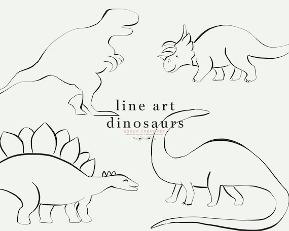 Dinosaur line art clip art for coloring pages t