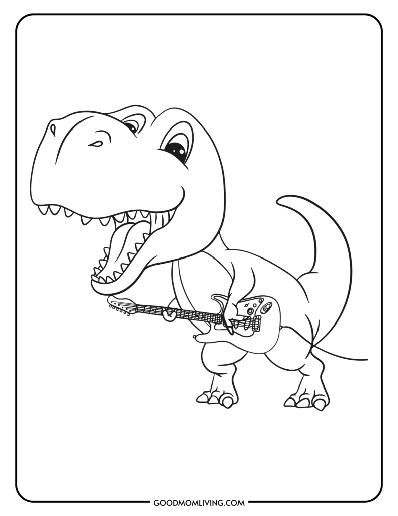 T rex coloring page printables free for kids