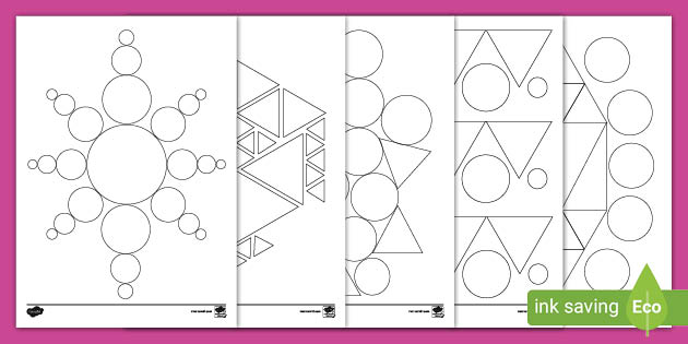 Ð circles and triangles pattern louring maths activity