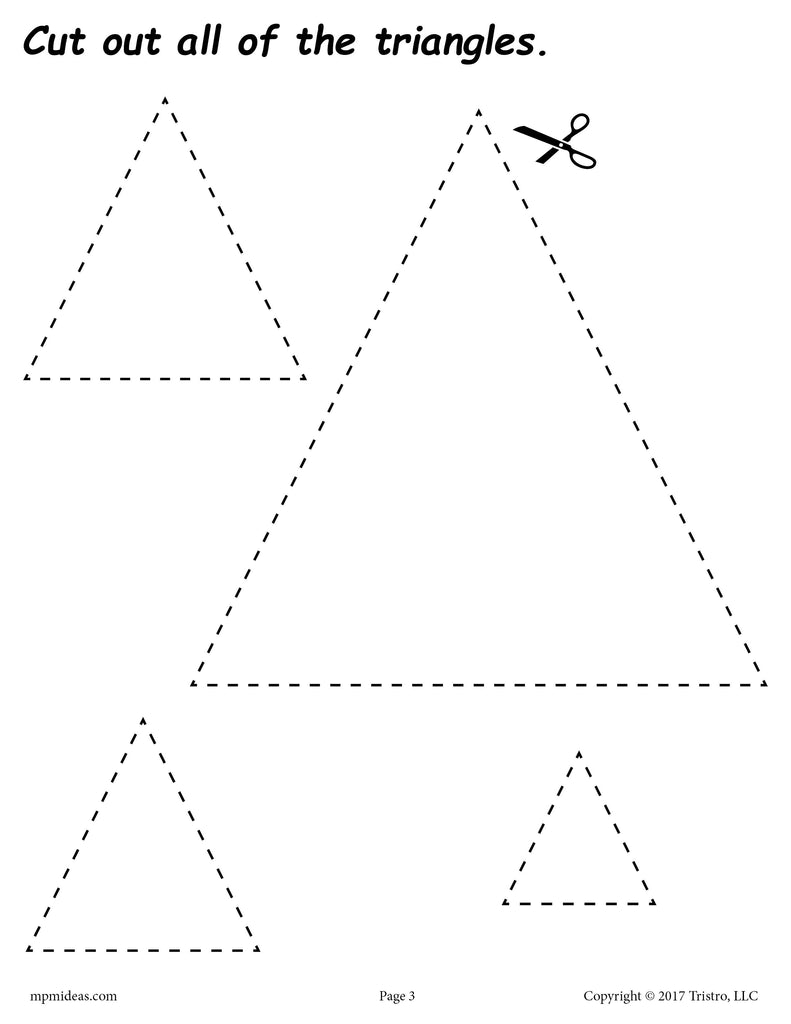 Triangles cutting worksheet