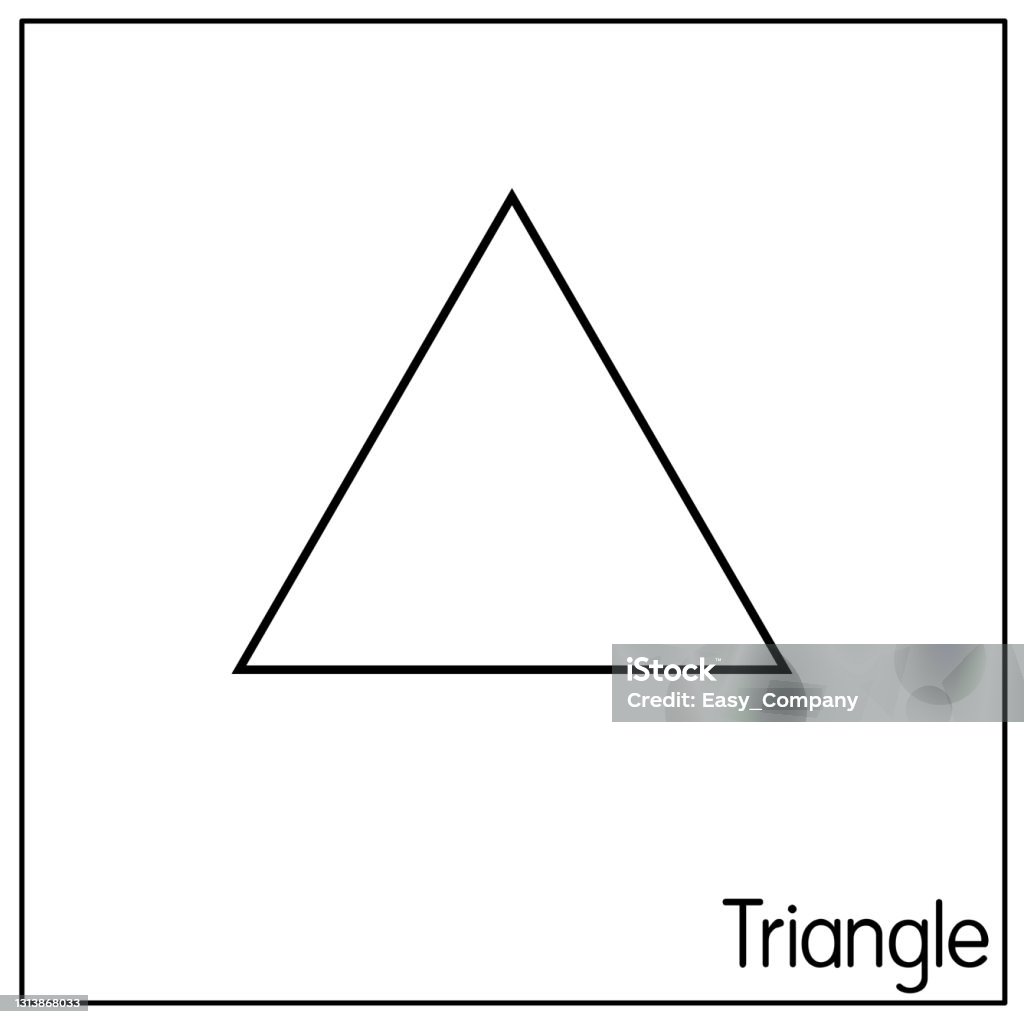 D triangle perfect shapes only black and white for preschool student coloring parison drawing doodle art project first word book or flash card stock illustration