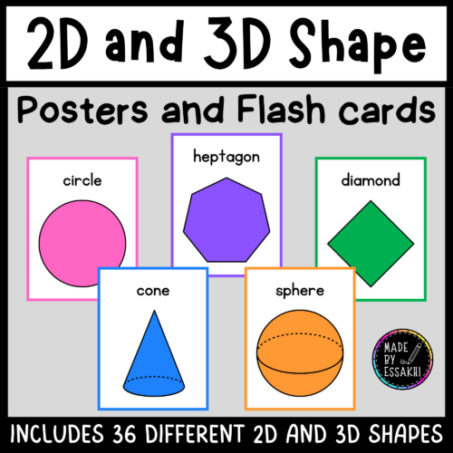 D and d shape posters and flash cards color made by teachers