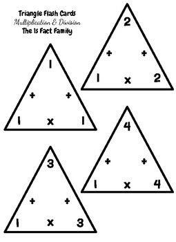 Multiplication and division triangle fact family flash cards multiplication and division flashcards triangle math