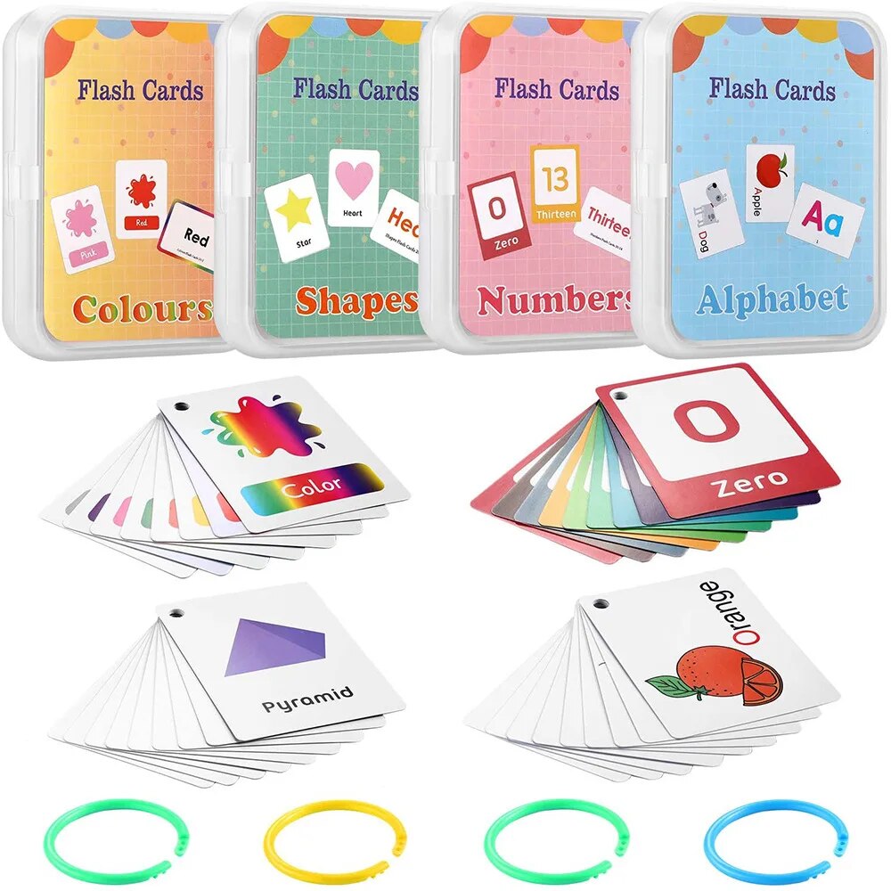 Baby learn englih word card flahcard educational toy picture memory game color hape animal kid monteori aid gift