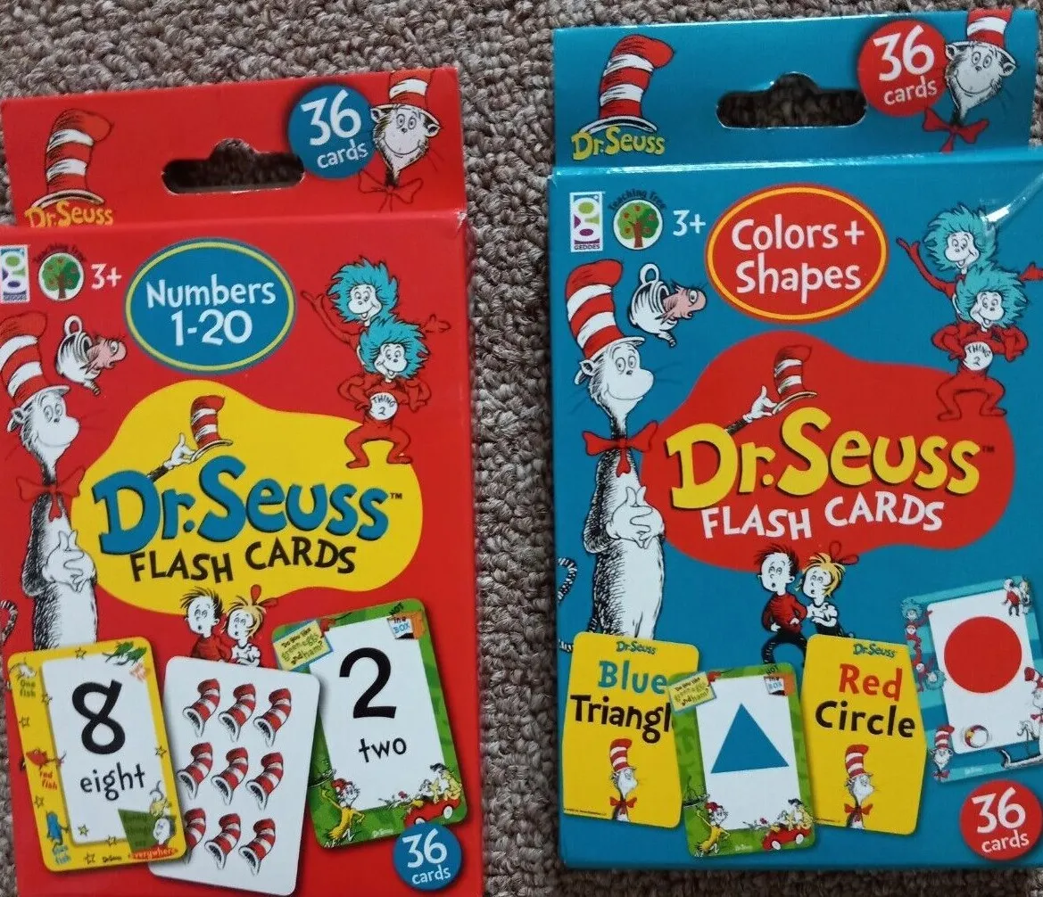 Dr seuss flash cards color and shapes numbers