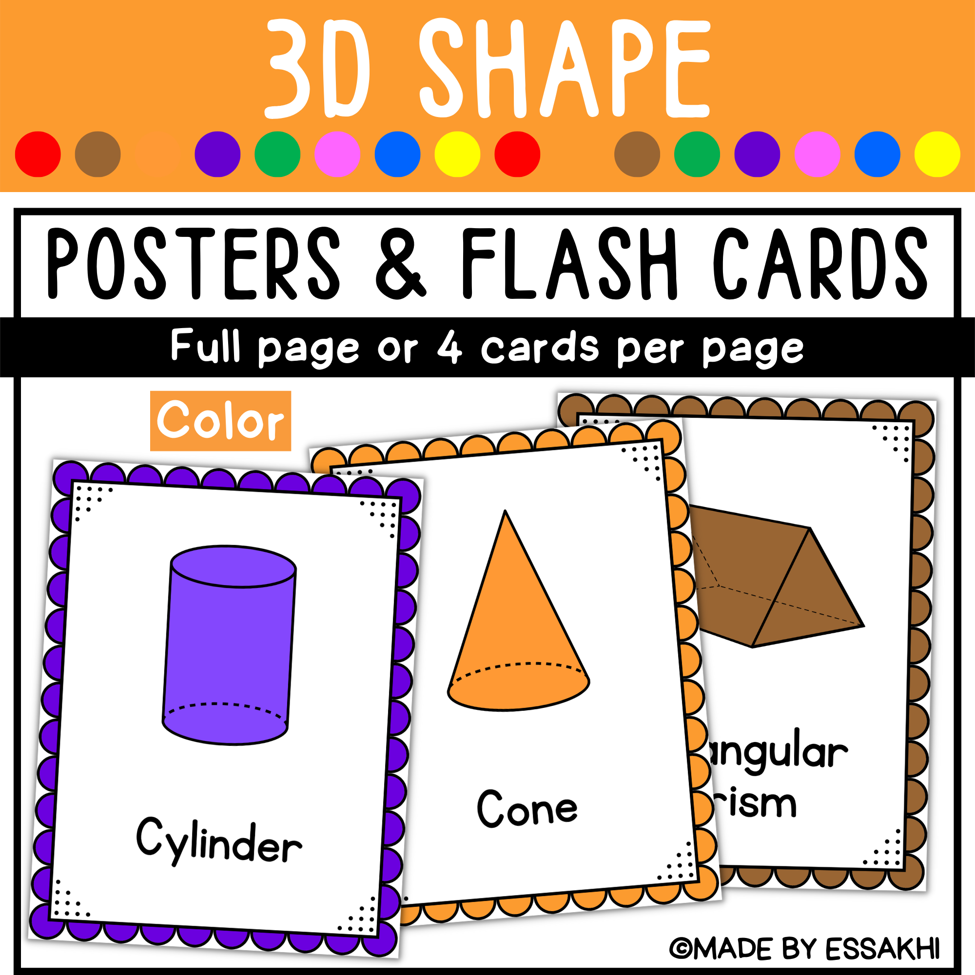 D shape postersflashcards classroom decor for shape recognition color made by teachers