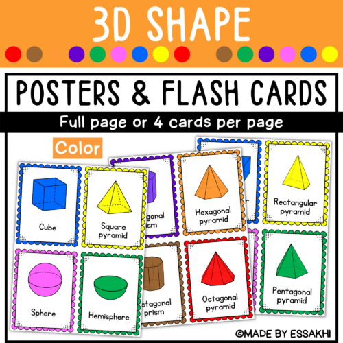 D shape postersflashcards classroom decor for shape recognition color made by teachers