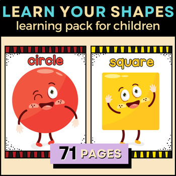 Shapes learning pack flash cards coloring pages kindergarten preschool