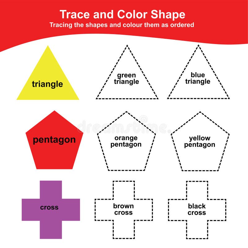 Flash cards learning shapes education developing worksheet activity page for kids color game for children stock vector