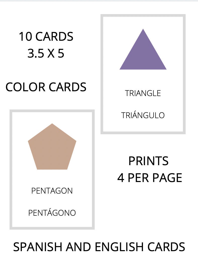 English spanish shapes flashcards educational