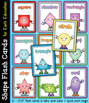 Shapes flash cards for preschool kindergarten and smiles by dj inkers