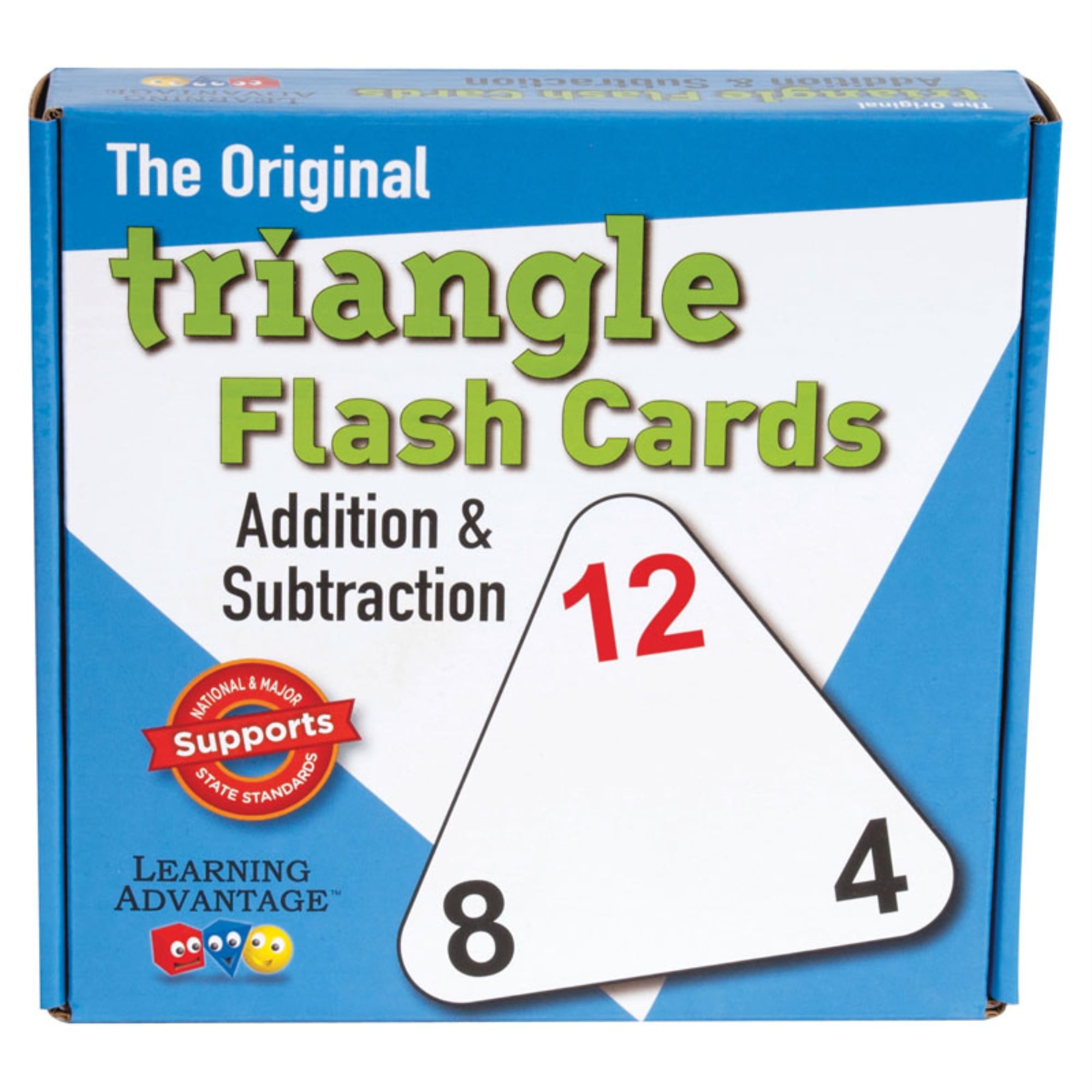 Learning advantage the original triangle flash cards addition and subtraction grade kindergarten to height width length