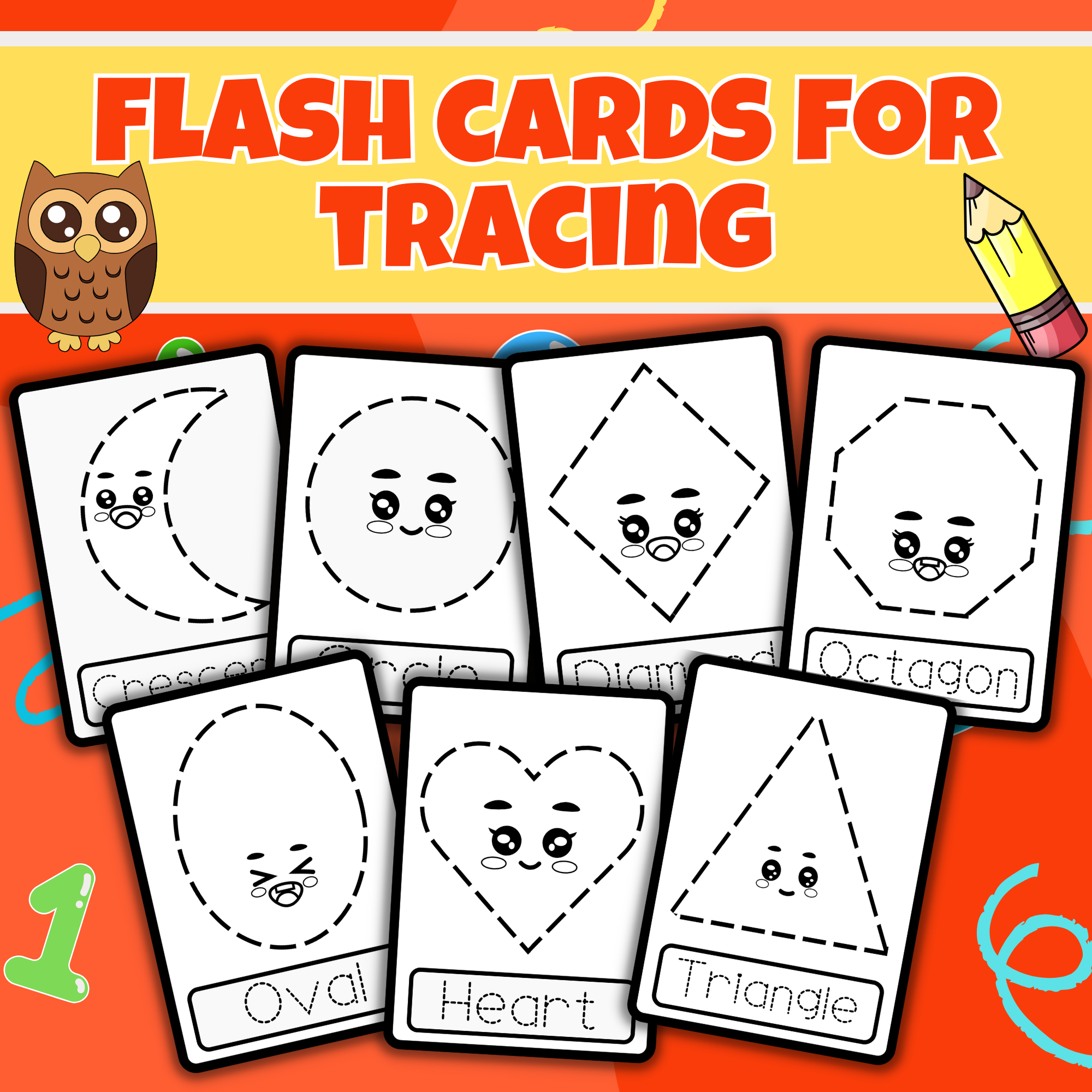 Basic shapes flash cards and posters coloring and tracing cards made by teachers