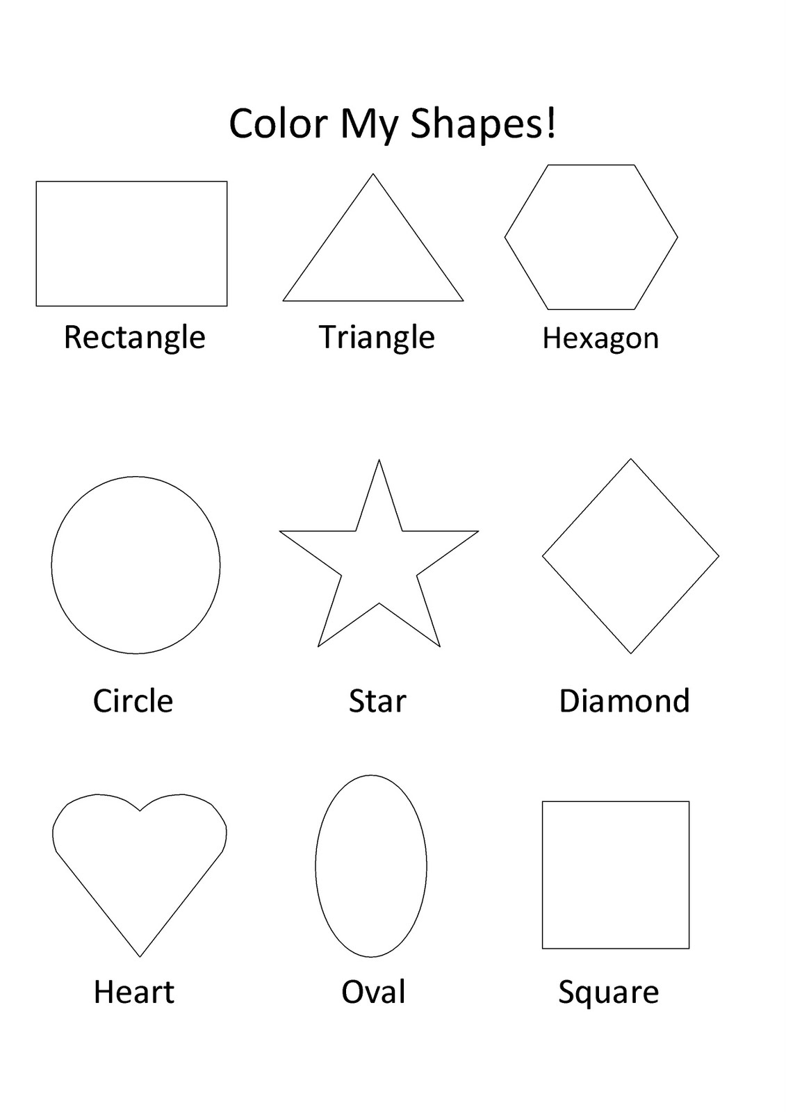 Free printable shapes coloring pages for kids