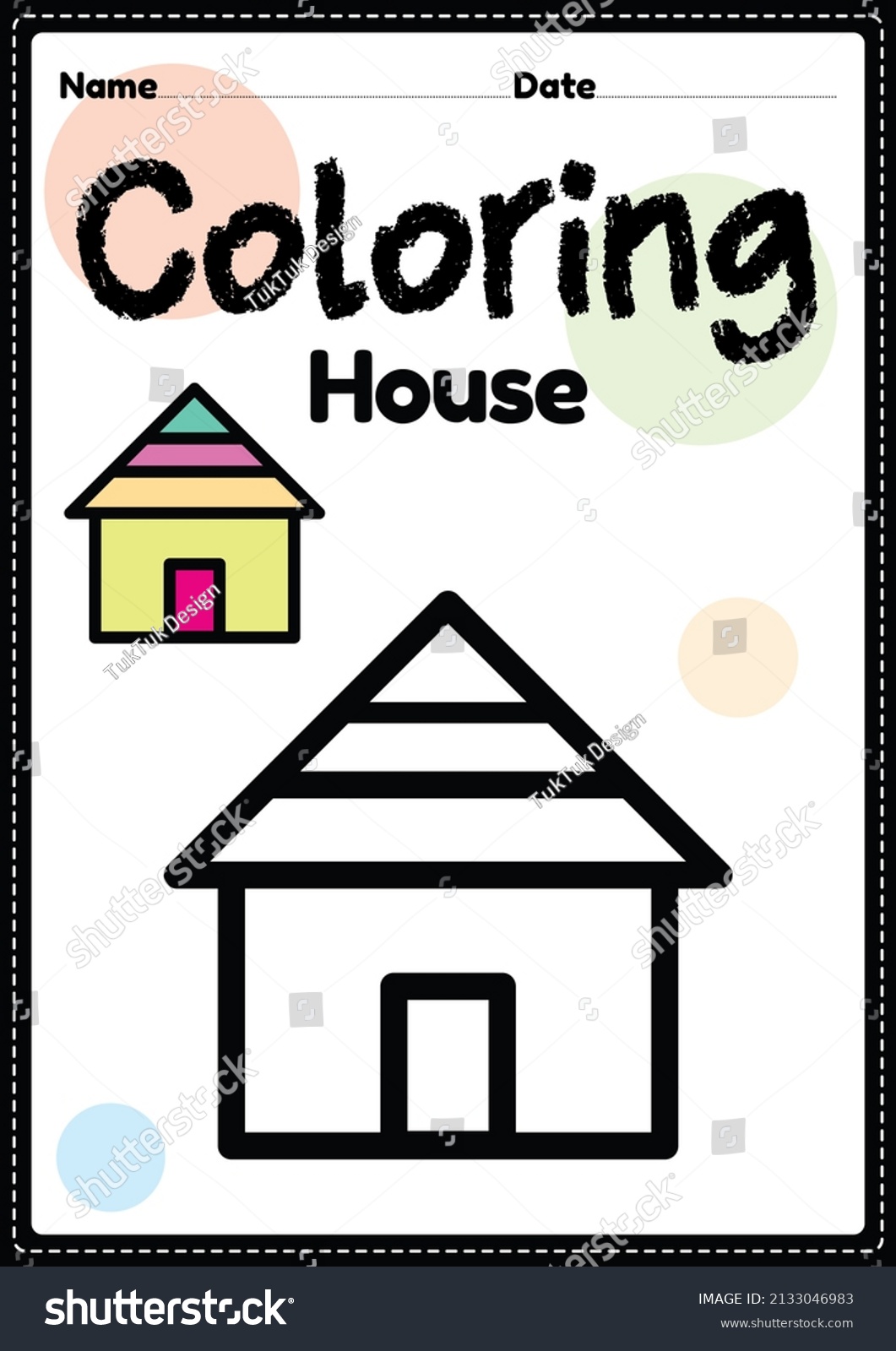 House coloring page picture worksheet preschool stock illustration