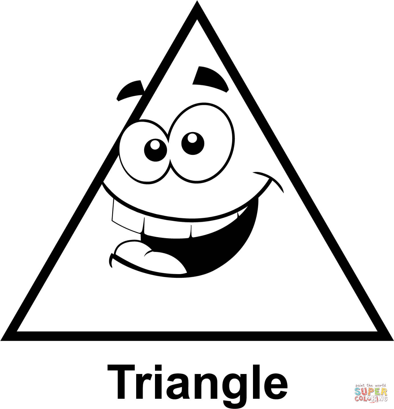 Triangle with cartoon face coloring page free printable coloring pages