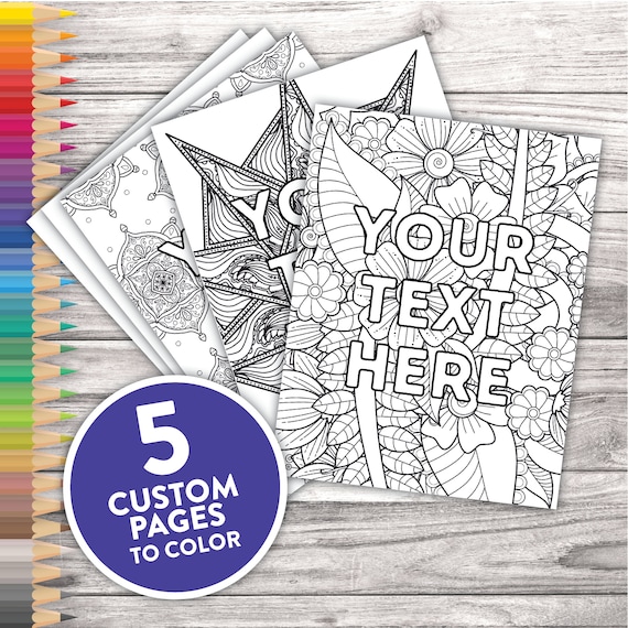 Custom text printable adult coloring pages customizable mandala zentangle coloring pages canva template