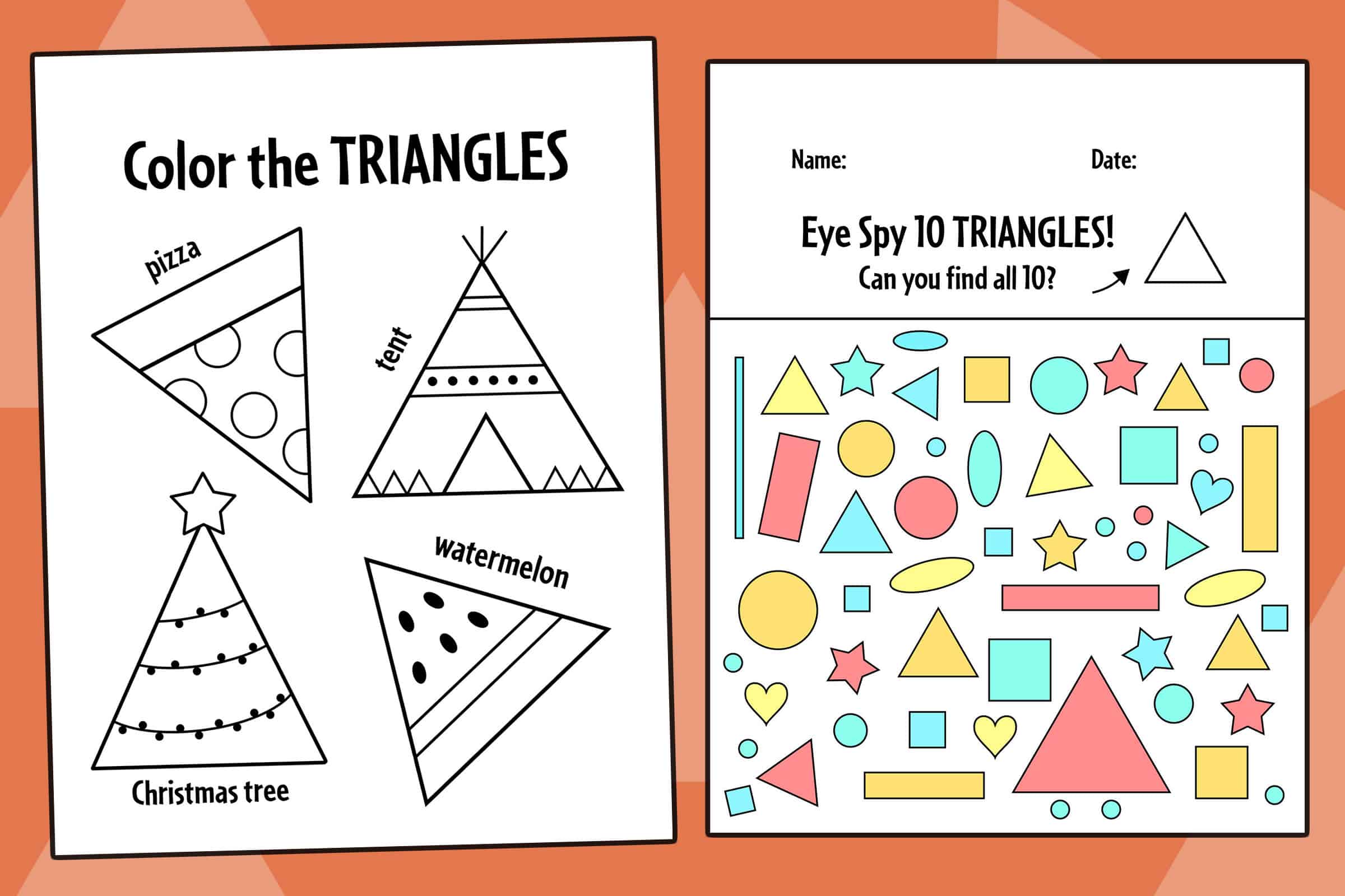 Free triangle worksheets for preschool â the hollydog blog