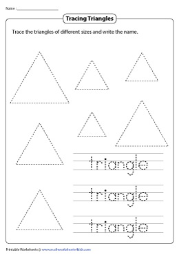 Coloring tracing and drawing triangles worksheets