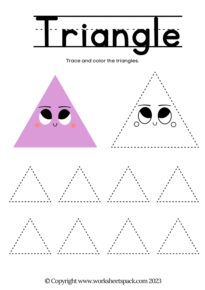 Free triangle tracing worksheets printable