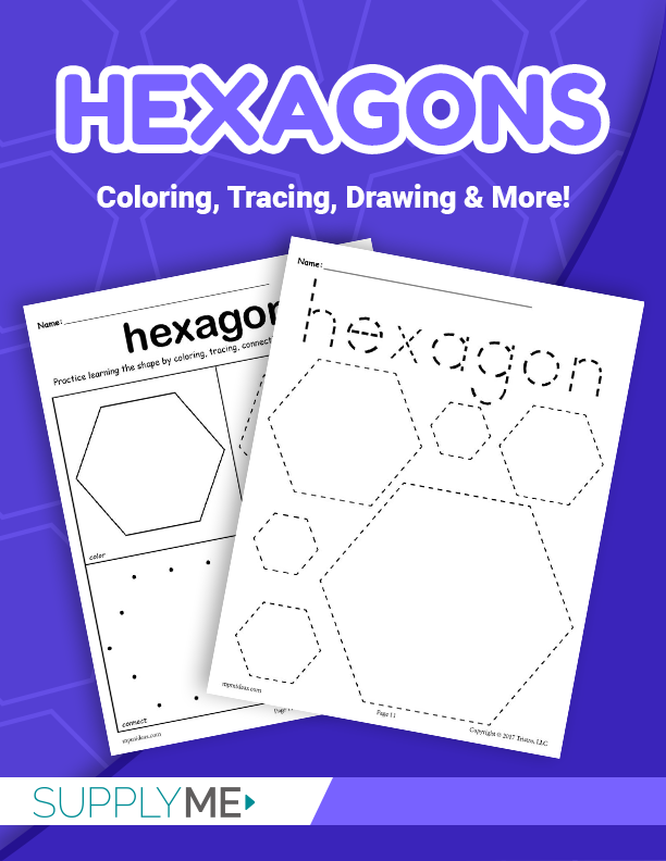 Hexagon worksheets tracing coloring pages cutting more â