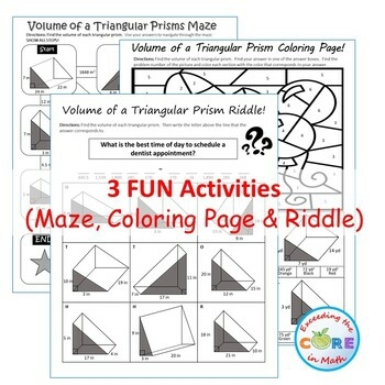 Volume of triangular prisms maze riddle coloring page