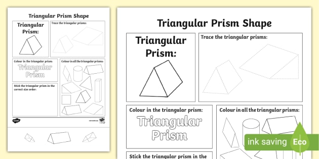 Triangular prism shape worksheet teacher made