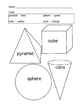 Easy three dimensional shapes coloring page shape coloring pages shapes preschool school age activities