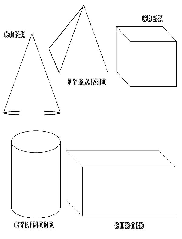 D basic shapes coloring page