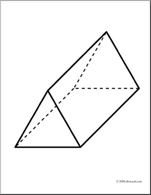 Clip art d solids triangular prism coloring page