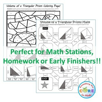 Volume of triangular prisms maze riddle coloring page