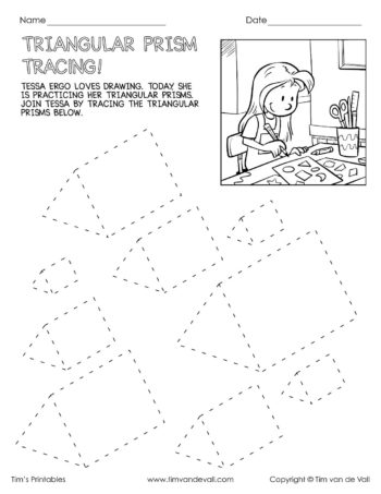 Triangular prism tracing worksheet â tims printables