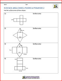 Surface area worksheet th grade