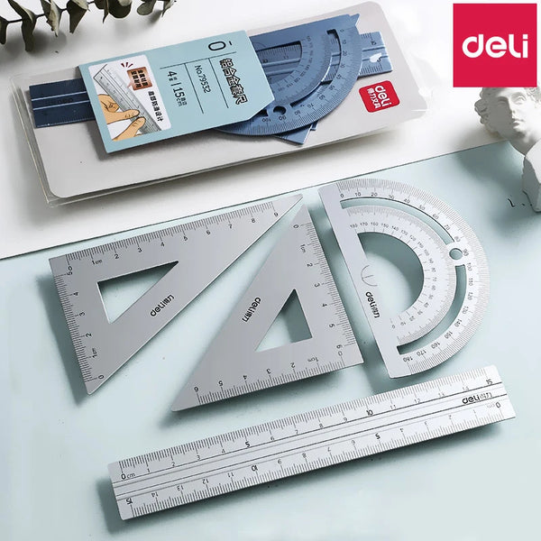 In deli metal ruler stationery set aluminum alloy multifunctional â