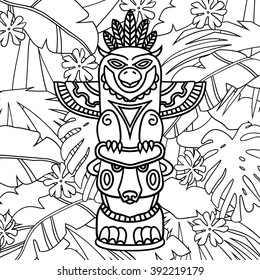 Doodle traditional tribal totem pole on stock