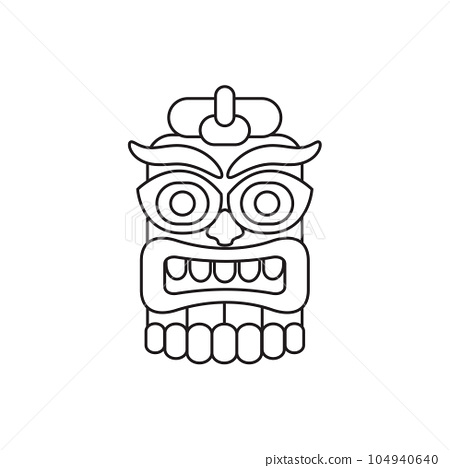 Tiki tribal wooden mask coloring page hawaian