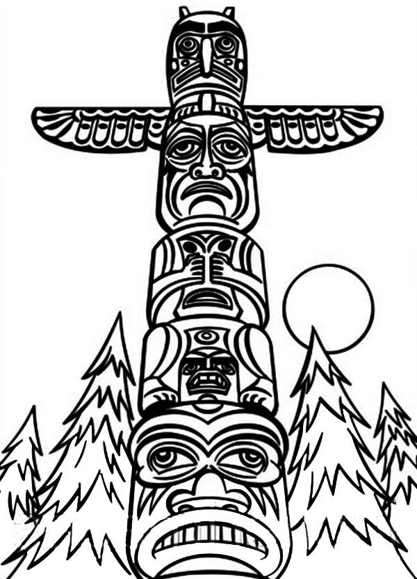 Monumental totem poles coloring page totem pole totem pole drawing native american totem