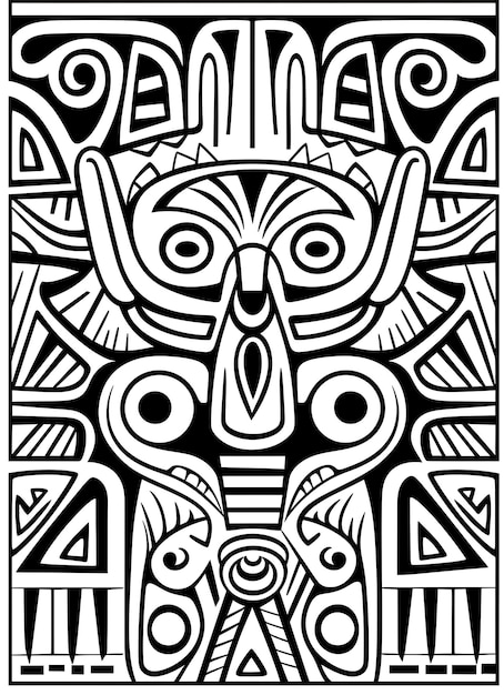 Premium ai image african tribal pattern black and white coloring page