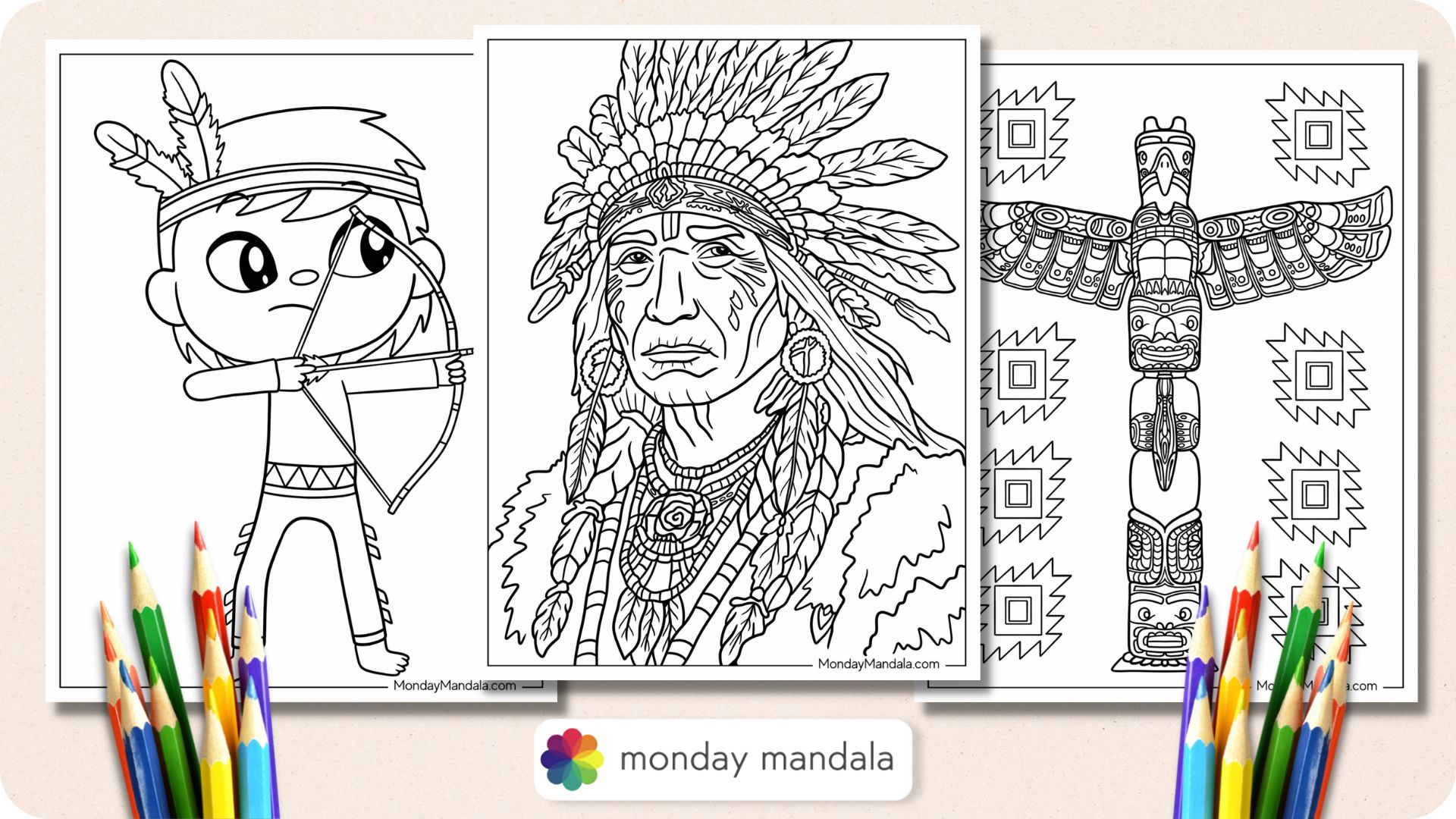 Native american coloring pages free pdf printables