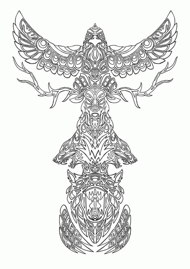 Totem pole coloring pages